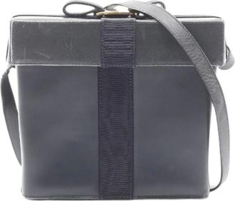 Ferragamo Pre-owned Cross Body Bags, female, Blue, Size: ONE SIZE Pre-owned Vara Ribbon Leather Shoulder Bag