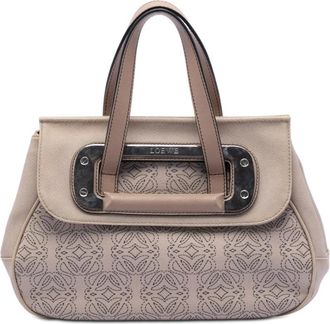 Loewe Pre-owned Vintage Anagram Canvas Satchel Bag - Dames - Vintage Handtas - Bruin - ONE Size - Leer - Vintage