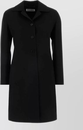 Jil Sander long twill coat collared design