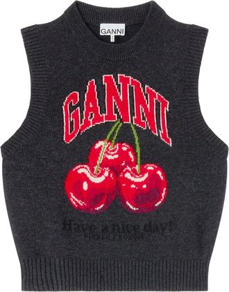 Ganni Canotta con dettaglio ciliegie - Grigio