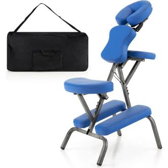 Costway Costway Silla De Masaje Plegable Altura Ajustable, Sill&oacute;n De Tatuajepara Est&eacute;tica Spa, Terapia Port&aacute;til (azul)