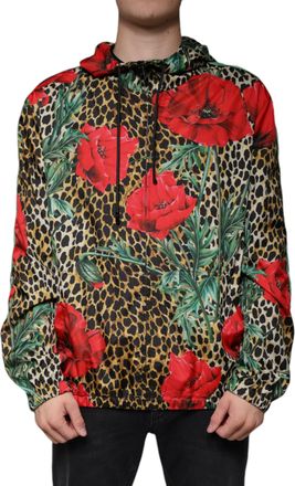 Dolce & Gabbana Multicolor Leopard Floral Hooded Mens Jacket (Pre-Owned)