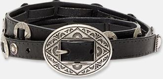 Golden Goose Black Embellished Oval Buckle Belt