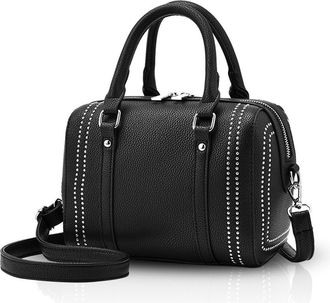 The Silted Company Handbag Rivet Crossbody Totes Satchel Shoulder Boston Bag for Women Soft PU Black