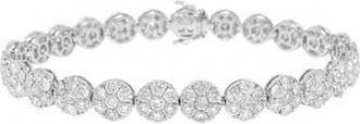 Allurez 9.92ct 18k White Gold Diamond Cluster Ladys Bracelet