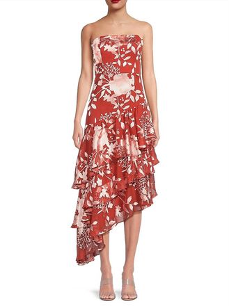 Hutch Vanina Strapless Midi Dress In Red