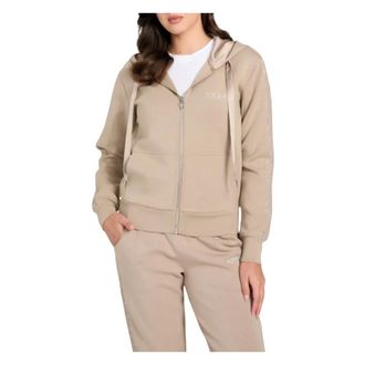 Guess Hoodies & sweatvesten, Dames, Beige, XS, Nieuw Scuba Sweatshirt met Capuchon