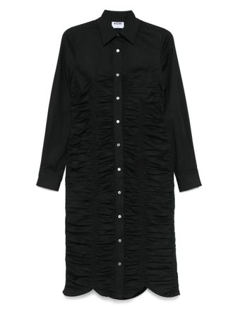 Moschino ruched shirt dress - women - Elastane/Cotton - 42 - Black