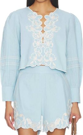 Cleobella Manon Embroidered Blouse In Glacier Lake