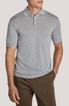 Jack Victor Tupper Organic Cotton & Silk Polo in Light Grey at Nordstrom, Size Large