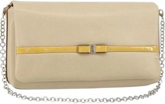 Ferragamo Pre-owned Clutches, female, Beige, Size: ONE SIZE Pre-owned Leather Shoulder Bag