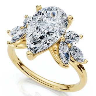 Pompeii3 Certified 3.20Ct Rayuka Pear Diamond Engagement Ring 14k Gold or Pt Lab Grown