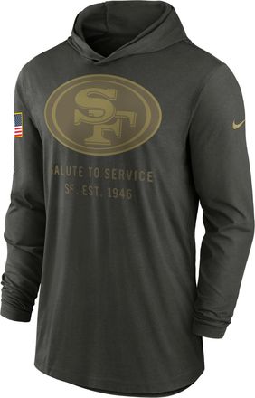 Nike San Francisco 49ers Salute to Service Sideline Mens Nike Mens Dri-FIT NFL Long-Sleeve Hooded Top in Green | 02G93JGA2T-W8F