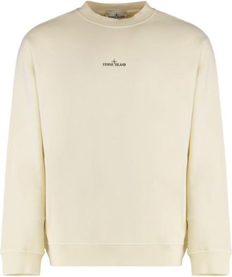 Stone Island Off White Round Neck Logo Sweatshirt
