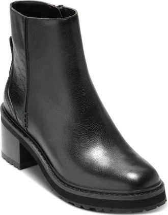 Cole Haan Gillian Lug Bootie Womens Black Leather Waterproof Boots ZOGG3396