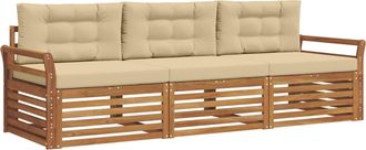 vidaXL Conjunto De Sof&aacute;s De Exterior 3 Uds. Natural Y Beige Vidaxl