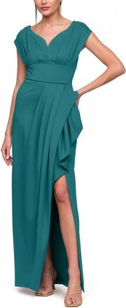 JS Collections Anissa Pleated Column Gown in Deep Sea at Nordstrom, Size 12