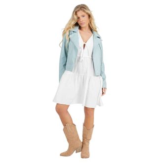 Brave Soul Dames/Dames Faux Leather Bikerjack (Salie Groen)