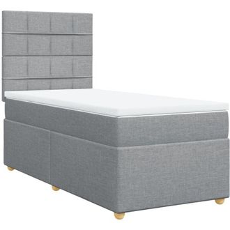 vidaXL Vidaxl - Cama Box Spring Con Colch&oacute;n Tela Gris Claro 100x200 Cm