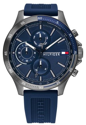 Tommy Hilfiger Bank Mens Blue Watch 1791721 Silicone - One Size