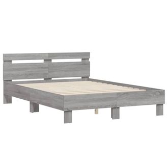 Berkfield Home Durable Bed Frame without Mattress Grey Sonoma 135x190 cm Double