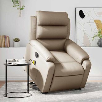 vidaXL Vidaxl - Sill&oacute;n Reclinable De Masaje El&eacute;ctrico Cuero Sint&eacute;tico Capuchino