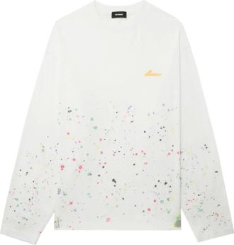 We11done Top met lange mouwen en verfspatten - Wit