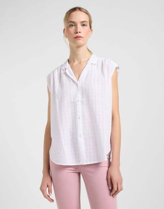 Lee Kurzarmbluse LEE Lee Kurzarmhemd Cap Sleeve Shirt, Damen, Gr. XS, weiss (wei&szlig;), Obermaterial: 100% Baumwolle CO., Blusen Kurzarmbluse