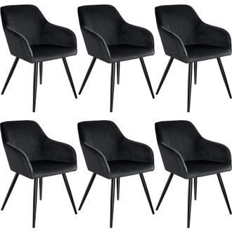 TecTake Dining Chair Marilyn Set Of 6 - Black | Size: 6 Pack