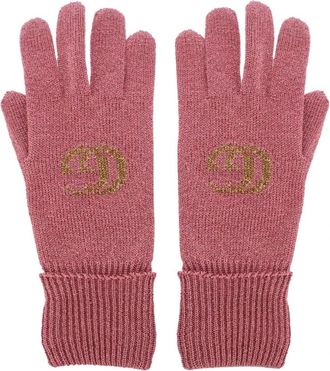 Gucci Accessoires, Dames, Roze, M, Kasjmier, GG Monogram Lurex Handschoenen