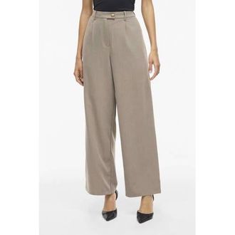 Vila wide leg high waist pantalon taupe