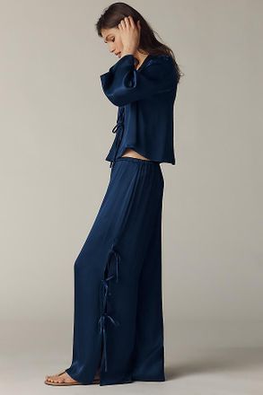 Maeve Silky Tie Wide-Leg Pants