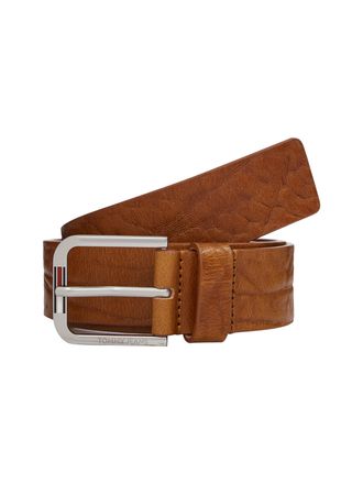 Tommy Jeans Lederg&uuml;rtel TOMMY JEANS TJM AUSTIN TEXTURE 3.5 cm breit, Herren, Gr. 100, braun (cognac texture), Rindsleder, unifarben, G&uuml;rtel Lederg&uuml;rtel, Label auf