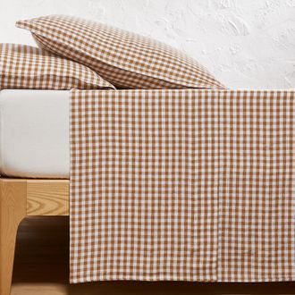 La Redoute Interieurs Plat laken in gewassen linnen, Acélie bronskleur