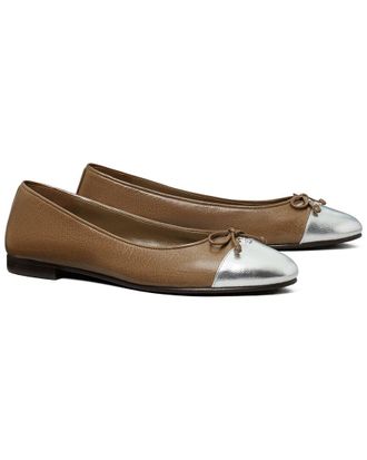 Tory Burch Cap-Toe Leather Ballet Flat
