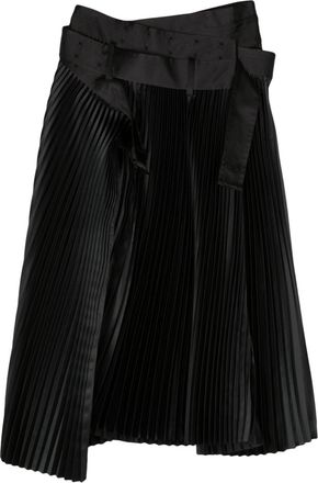 Junya Watanabe pleated midi satin skirt - women - Polyester/Nylon - S - Black