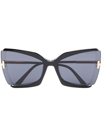 Tom Ford Eyewear Gia cat-eye frame sunglasses - women - Acetate/Acrylic - One Size - Black