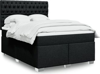 vidaXL Cama Box Spring Con Colch&oacute;n Tela Negro 140x200 Cm Vidaxl