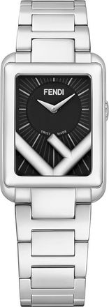 Fendi Run Away Rectangle Bracelet Watch, 22.5mm x 32mm in Silver/Black/Silver at Nordstrom Rack