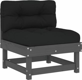 vidaXL Sof&aacute; Central Con Cojines Madera Maciza De Pino Gris Vidaxl