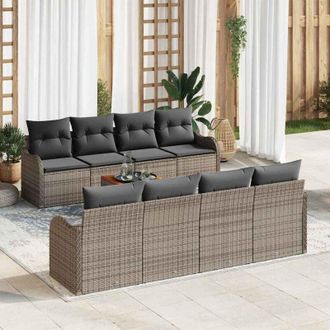 vidaXL Conjunto De Sof&aacute; De Jard&iacute;n 9 Pcs Gris Polirat&aacute;n Vidaxl