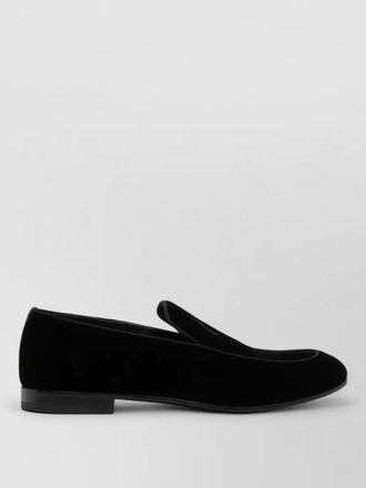 Giorgio Armani logo velvet loafers round toe leather