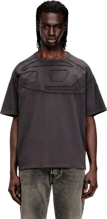 Diesel Relaxed cotton T-shirt with Oval D applique - T-Shirts - Man - Grey
