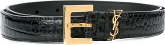 Saint Laurent Black Cassandre leather belt