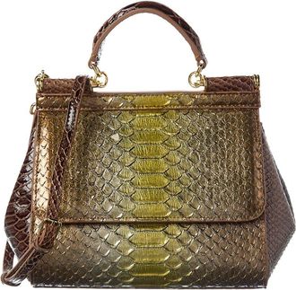 Tiffany & Fred Python-Embossed Leather Satchel