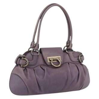 Ferragamo Pre-owned Handbags, female, Purple, Size: ONE SIZE Pre-owned Leather Handbag