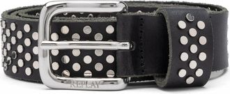 Replay Lederg&uuml;rtel REPLAY, Damen, Gr. 80, schwarz, Leder, unifarben, G&uuml;rtel Lederg&uuml;rtel, mit Allover-Nieten-Besatz