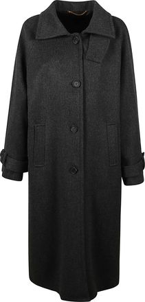 Anaii Dark Grey Knee-Length Balmacaan Coat with Classic Collar