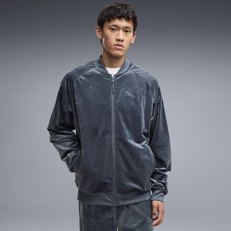 Puma Giacca sportiva in velluto Essentials Elevated dal taglio morbido da uomo, Abbigliamento, Blu, XXL