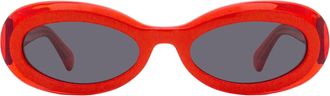 Ferragamo SF2003S Oval Acetate Sunglasses - Red